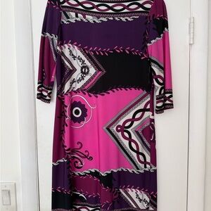 Pink and Purple Boat Neck Women's Dress